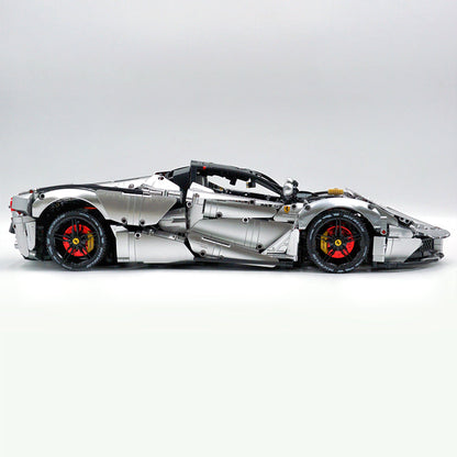 Trilumity LaFerrari C6 Sportcar, Customized Metal Silver Building Block Set, 1:8 Scale, Remote Control, 4,739-Piece