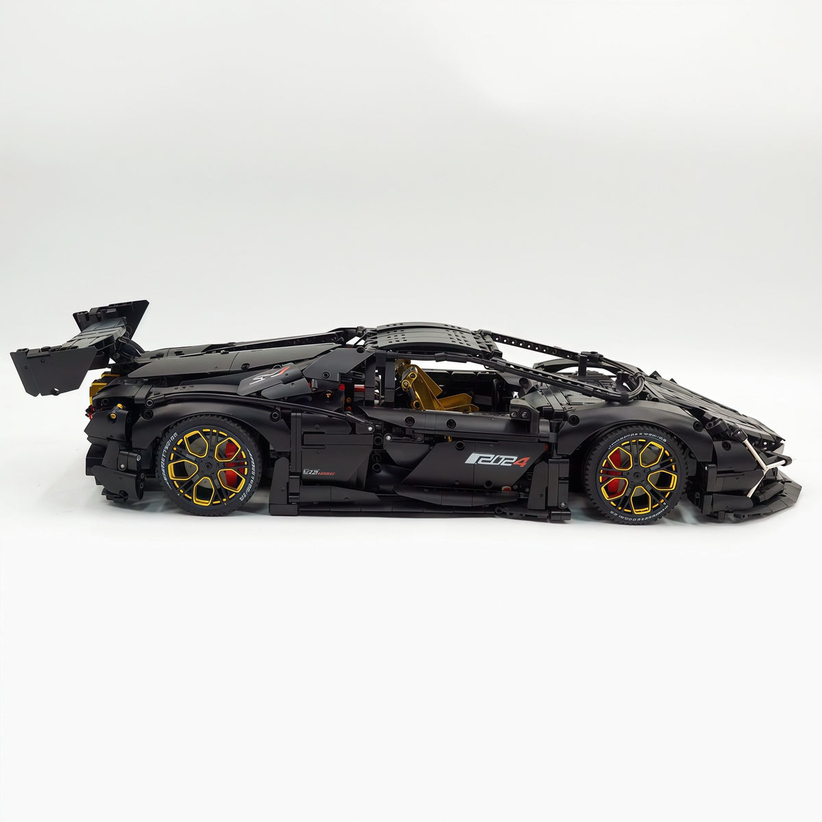 Trilumity Motorized Building Block Set: 1:8 Italian Bull Jota V12 Hypercar – Barrel Plated Matte Black Customized Edition (3260-Piece)