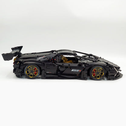 Trilumity Motorized Building Block Set: 1:8 Italian Bull Jota V12 Hypercar – Barrel Plated Matte Black Customized Edition (3260-Piece)