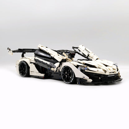 Trilumity Motorized Building Block Set: 1: 8 British Hybrid Hypercar White Goddess Supercar Building Sets with Remote Control, Electric lift tail