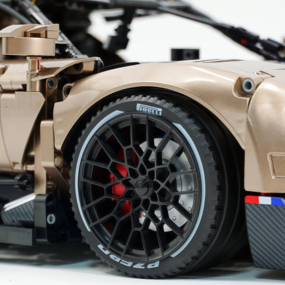 Trilumity Motorized Building Block Set: 1:8 French Hybrid V16 Hypercar | Combination of Bronze and Pearl Black | Ultimate Collector's Item