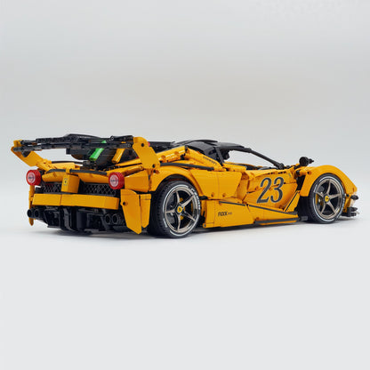 Trilumity Motorized Building Block Set: 1:8 The Ultimate Italian Hybrid Hypercar Evo | Baked Enamel Yellow Paint Italian Flagship (4058+-Piece)