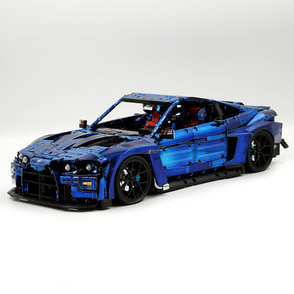 Trilumity Motorized Building Block Set: 1: 8 BMW M4 GT3 Building Set, Fully Detailed Simulation, Electric Sapphire Blue Custom Edition (4556Piece)