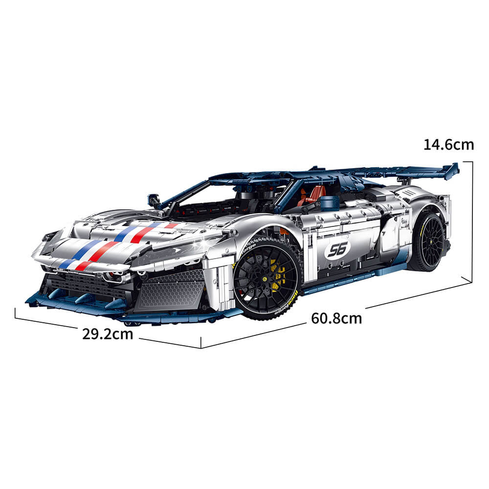 Trilumity Building Block Set: 1:8 The Ultimate 2025 Hybrid Hypercar | Remote Controlled V6 Prancing Horse Hypercar | Silver Limited Edition