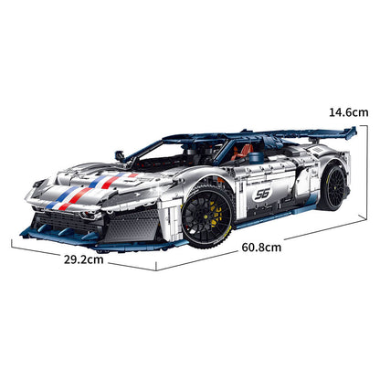 Trilumity Building Block Set: 1:8 The Ultimate 2025 Hybrid Hypercar | Remote Controlled V6 Prancing Horse Hypercar | Silver Limited Edition