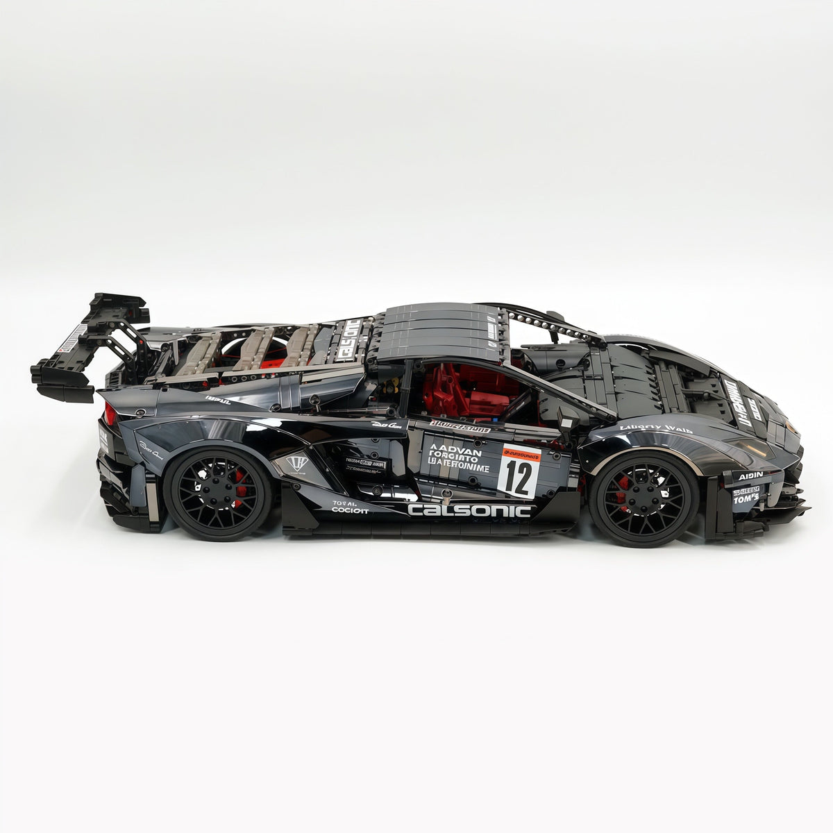 Trilumity Building Block Set: 1:8 Lamborghini Aventador Svj Lbwk | Electroplated Black Custom Bull Widebody Supercar