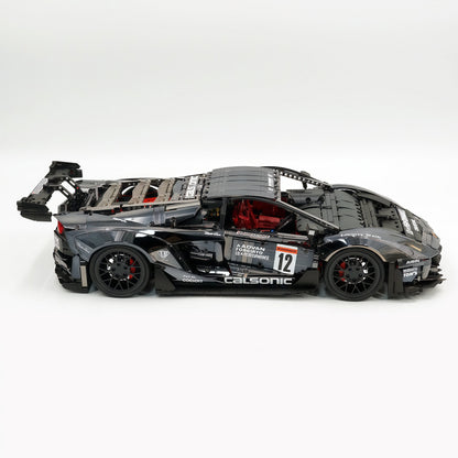 Trilumity Building Block Set: 1:8 Lamborghini Aventador Svj Lbwk | Electroplated Black Custom Bull Widebody Supercar