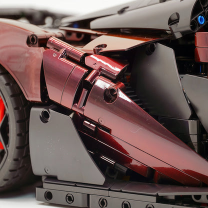 Trilumity Motorized Building Block Set: 1:8 The Ultimate British Woking Hypercar | Black & Red Chameleon Paint Edition | Shipped in Original Gift Box