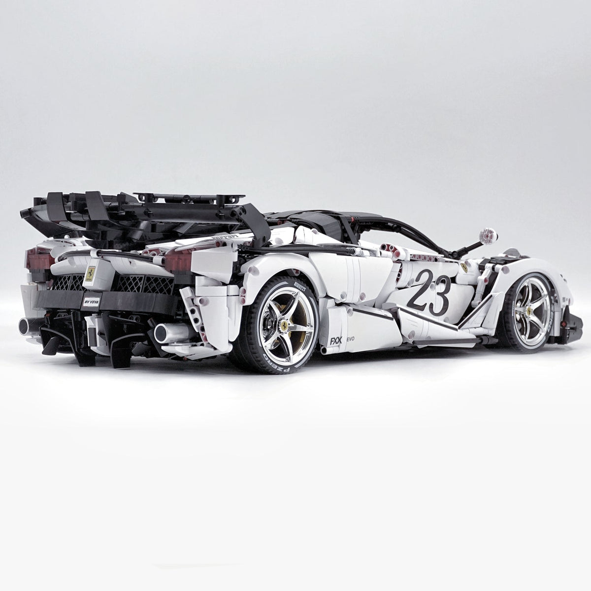 Trilumity LaFerrari FXXK EVO Custom Modified, Rare Pearl White Enamel Paint Building Block Set, 1:8 Scale, 4,739-Piece