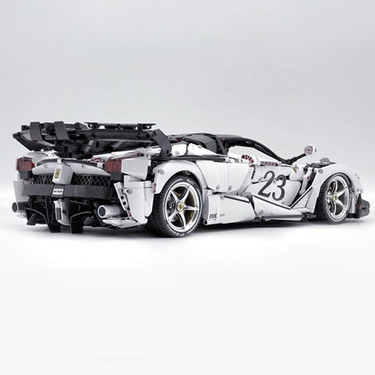Trilumity LaFerrari FXXK EVO Custom Modified, Rare Pearl White Enamel Paint Building Block Set, 1:8 Scale, 4,739-Piece