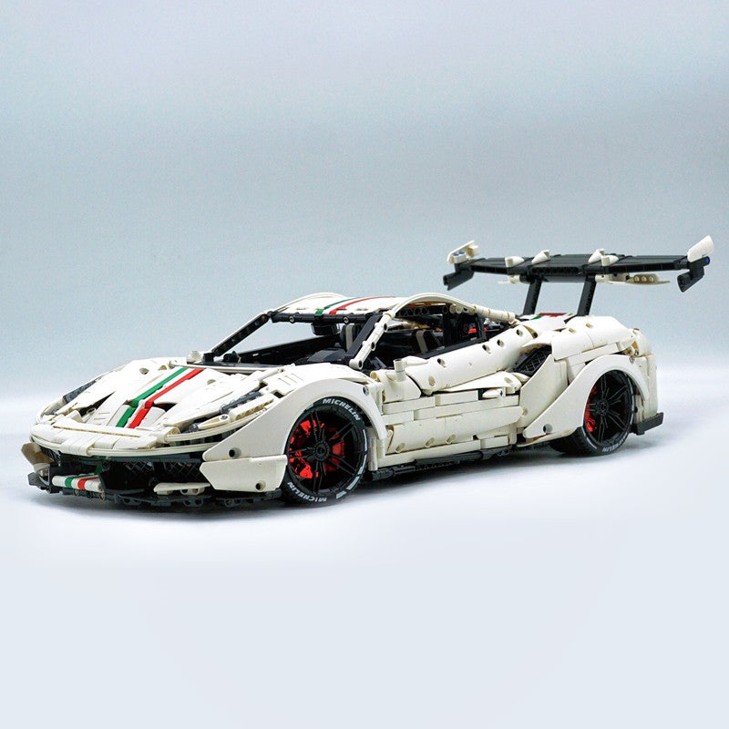 Trilumity Motorized Building Block Set: 1:8 The Ultimate Maranello V8 GT Supercar, GTR-style widebody kit and large rear wing (3237-Piece)