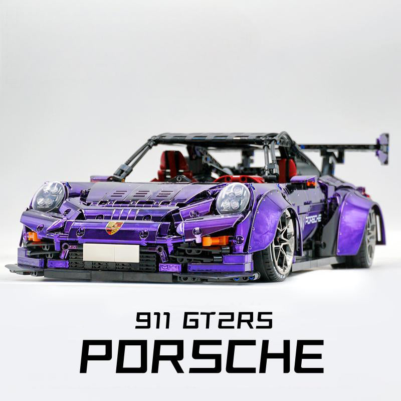 Trilumity Motorized Building Block Set: 1: 8 Porsche Gt2 RS, Limited Mirror Electroplated Edition (3389-Piece)
