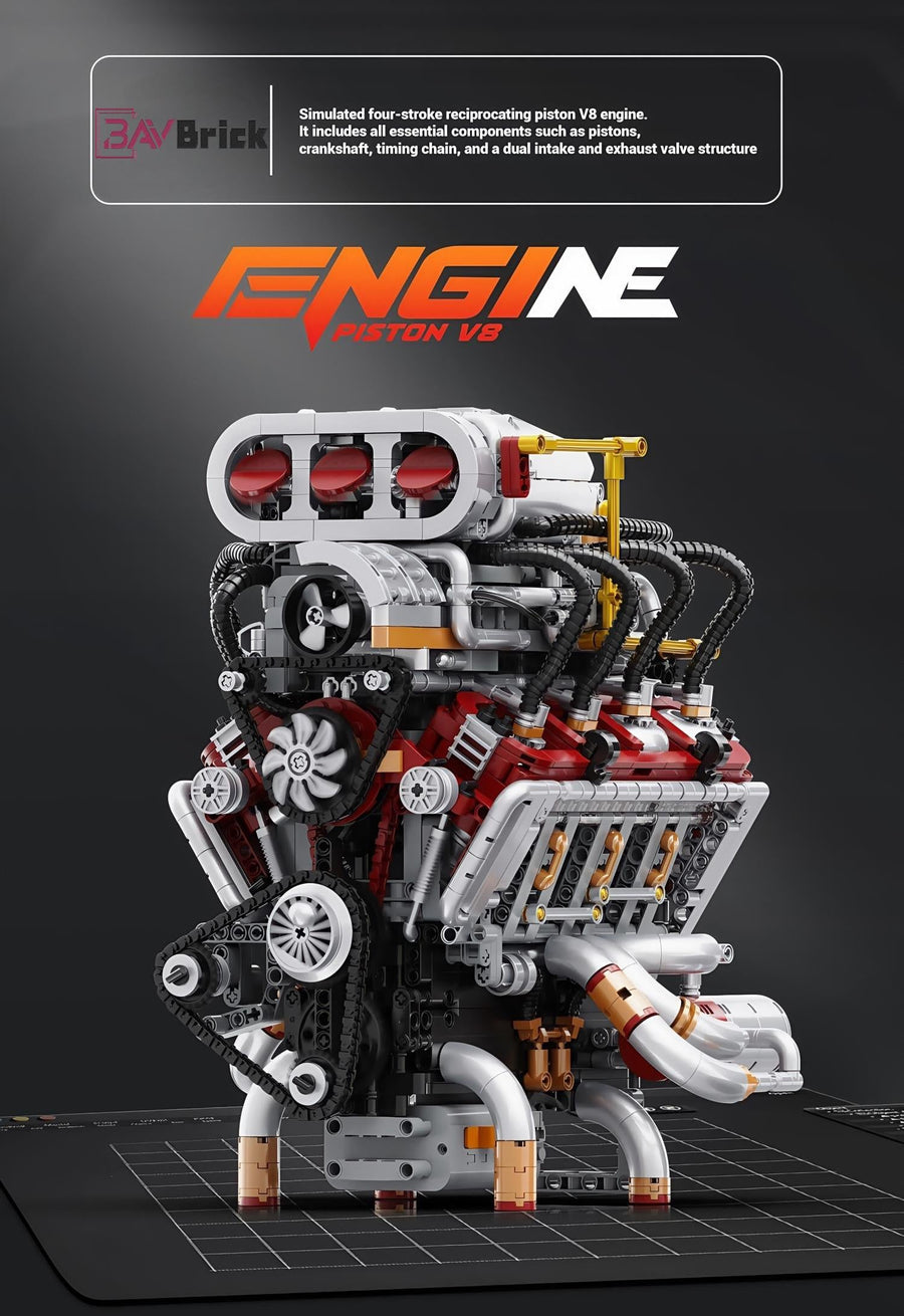 Trilumity Building Block Set: Motorised Dodge Hellcat V8 Engine (2347-Piece)