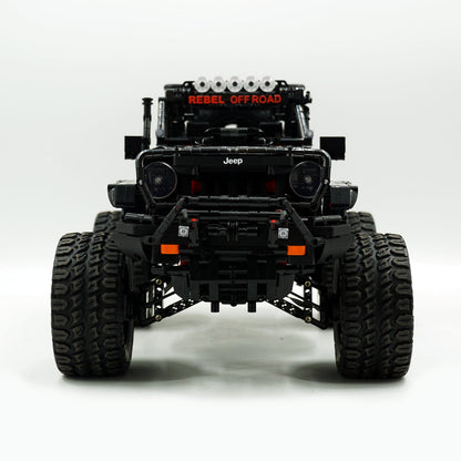 Trilumity Jeep Wrangler Off-Road Electroplating Black Limited Edition Building Block Set, 1:6 Scale, Remote Control, 2,121-Piece