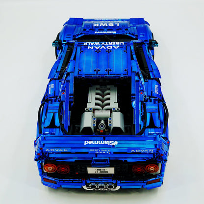 Trilumity Building Block Set: 1:8 The Ultimate 80s Turbo Icon Supercar | Lb Style Electroplated Mirror Royal Blue Edition (4026-Piece)