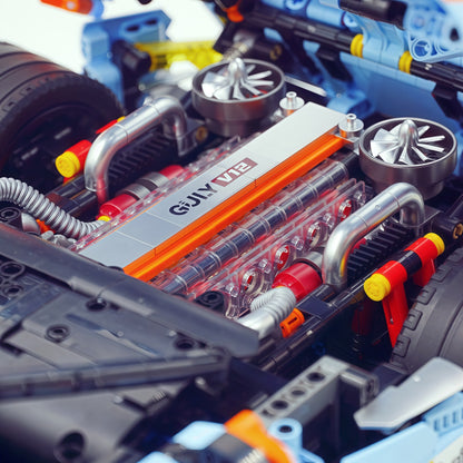 Trilumity Building Block Set: 1:8 Aston Martin Vulcan | Gulf Blue Custom Edition | 3794+-Piece