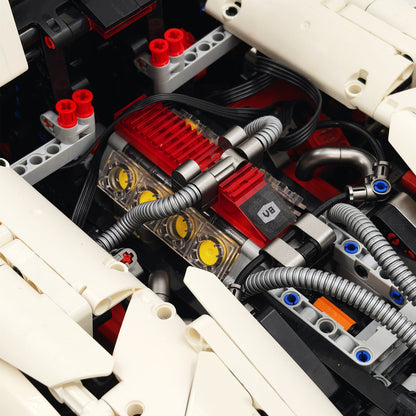 Trilumity Motorized Building Block Set: 1: 8 British Hybrid Hypercar White Goddess Supercar Building Sets with Remote Control, Electric lift tail