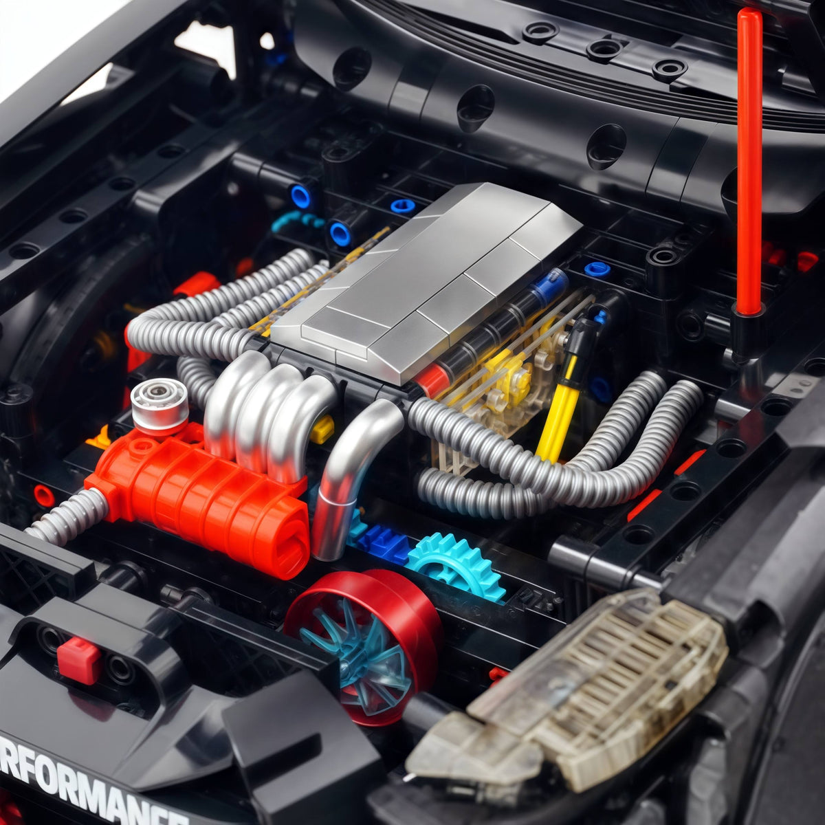 Trilumity Motorized Building Block Set: 1:8 Nissan GTR R35 Widebody Black Warrior Custom Edition | Black Beast | 3939+-Piece