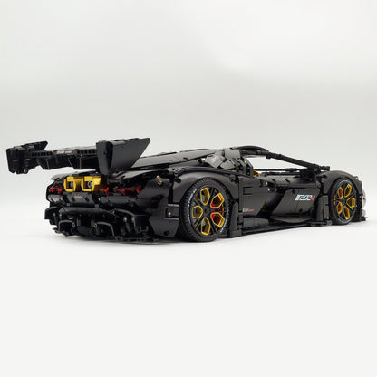 Trilumity Motorized Building Block Set: 1:8 Italian Bull Jota V12 Hypercar – Barrel Plated Matte Black Customized Edition (3260-Piece)