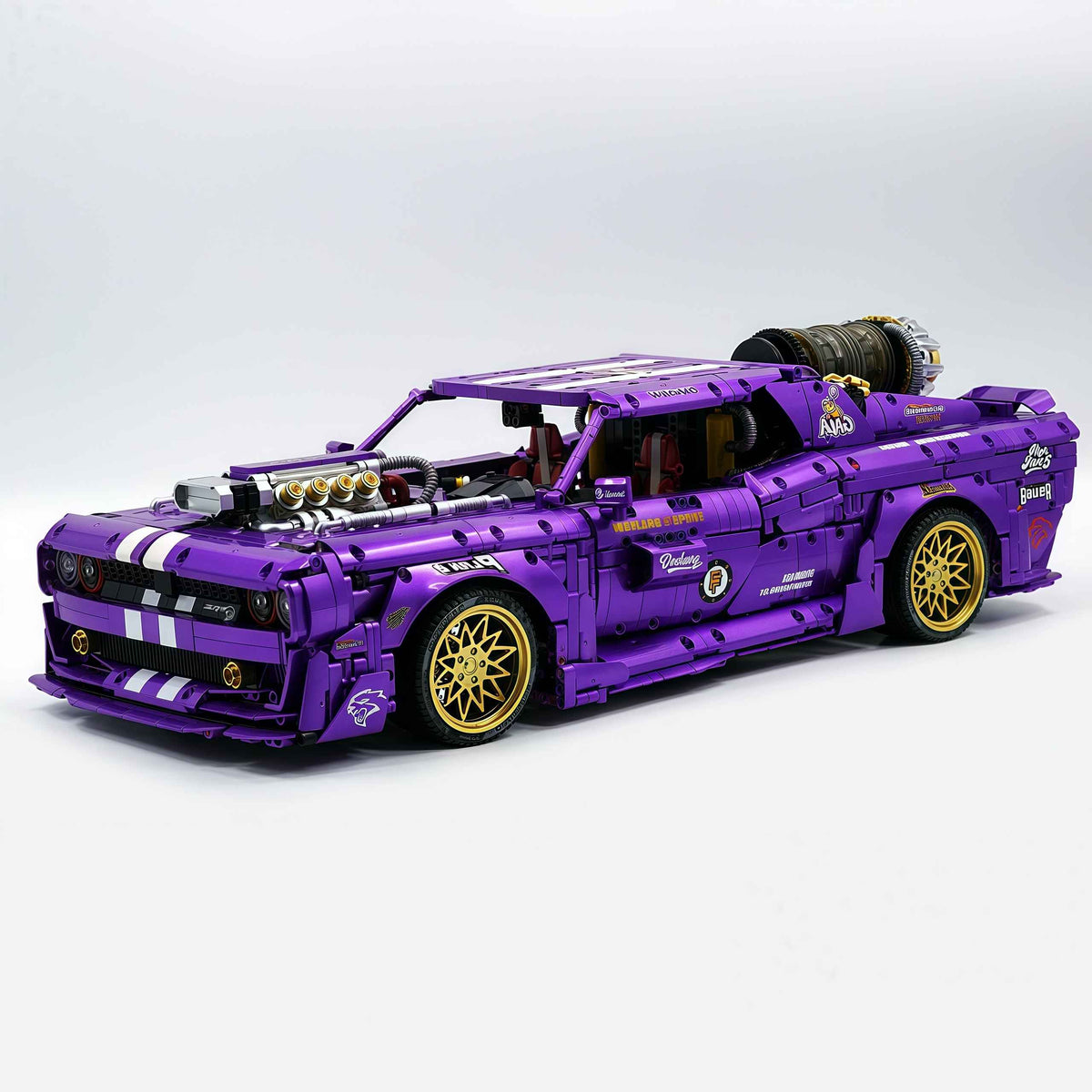 Trilumity Motorized Building Block Set: 1: 8 Dodge Challenger, Pearlescent Purple Paint Customized Version (3751-Piece)