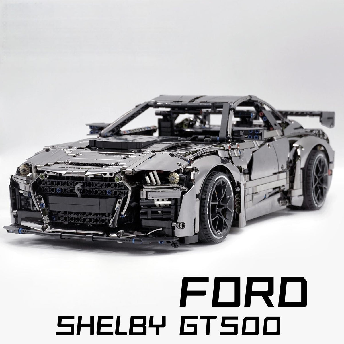 Trilumity Building Block Set: 1: 8 Ford Shelby Gt500, Matte Black Customized Version (3400Piece)