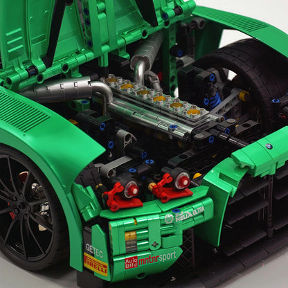 Trilumity Building Block Set: 1: 8 BMW M4 GT3 Building Set, Fully Detailed Simulation, Isle of Man Green Custom Edition (4556Piece)