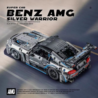 Trilumity Building Block Set: 1: 14 Silver Mercedes AMG Gt50, Detailed Reproduction, Cost-effective Choice (1466-Piece)