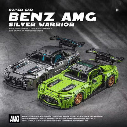 Trilumity Building Block Set: 1: 14 Green Mercedes AMG Gt50, Detailed Reproduction, Cost-effective Choice (1466-Piece)