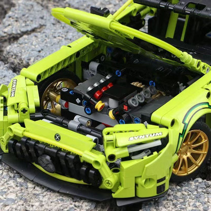 Trilumity Building Block Set: 1: 14 Green Mercedes AMG Gt50, Detailed Reproduction, Cost-effective Choice (1466-Piece)