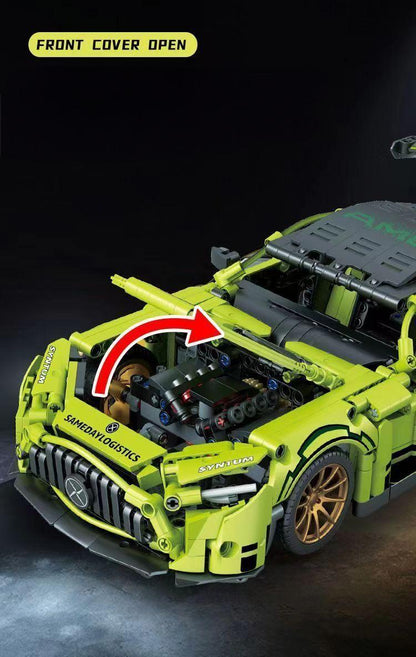 Trilumity Building Block Set: 1: 14 Green Mercedes AMG Gt50, Detailed Reproduction, Cost-effective Choice (1466-Piece)
