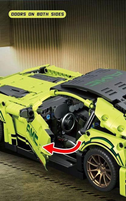 Trilumity Building Block Set: 1: 14 Green Mercedes AMG Gt50, Detailed Reproduction, Cost-effective Choice (1466-Piece)