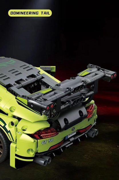 Trilumity Building Block Set: 1: 14 Green Mercedes AMG Gt50, Detailed Reproduction, Cost-effective Choice (1466-Piece)