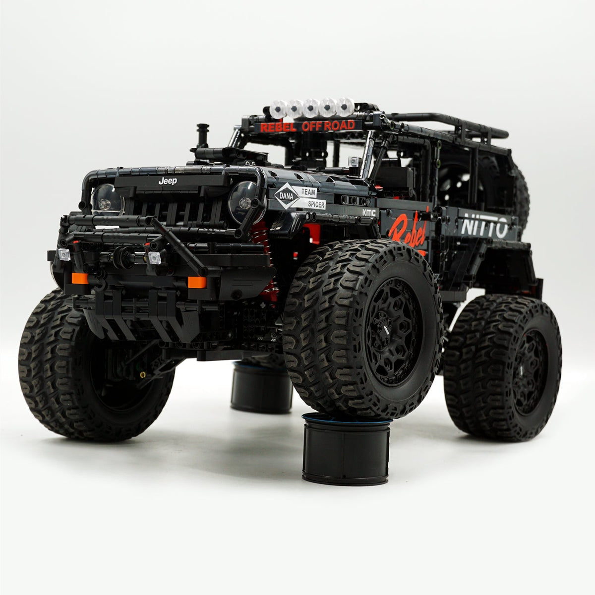 Trilumity Jeep Wrangler Off-Road Electroplating Black Limited Edition Building Block Set, 1:6 Scale, Remote Control, 2,121-Piece