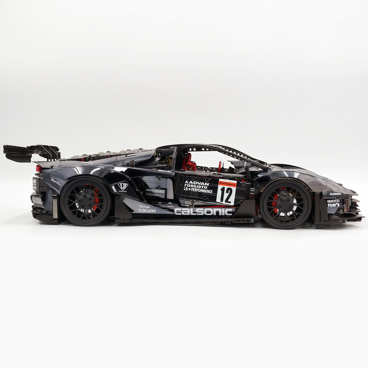 Trilumity Building Block Set: 1:8 Lamborghini Aventador Svj Lbwk | Electroplated Black Custom Bull Widebody Supercar