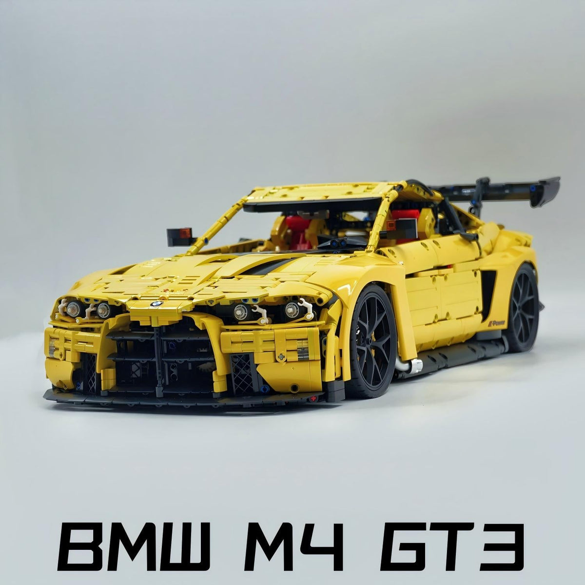 Trilumity Building Block Set: 1: 8 BMW M4 GT3 Building Set, Fully Detailed Simulation, Baked Enamel Yellow Custom Edition (4556Piece)