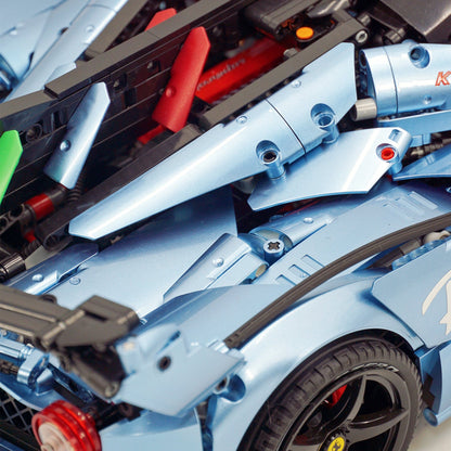 Trilumity Motorized Building Block Set: 1:8 The Ultimate Italian Hybrid Hypercar Evo | Customized Electroplating Tiffany Blue Italian Exotic