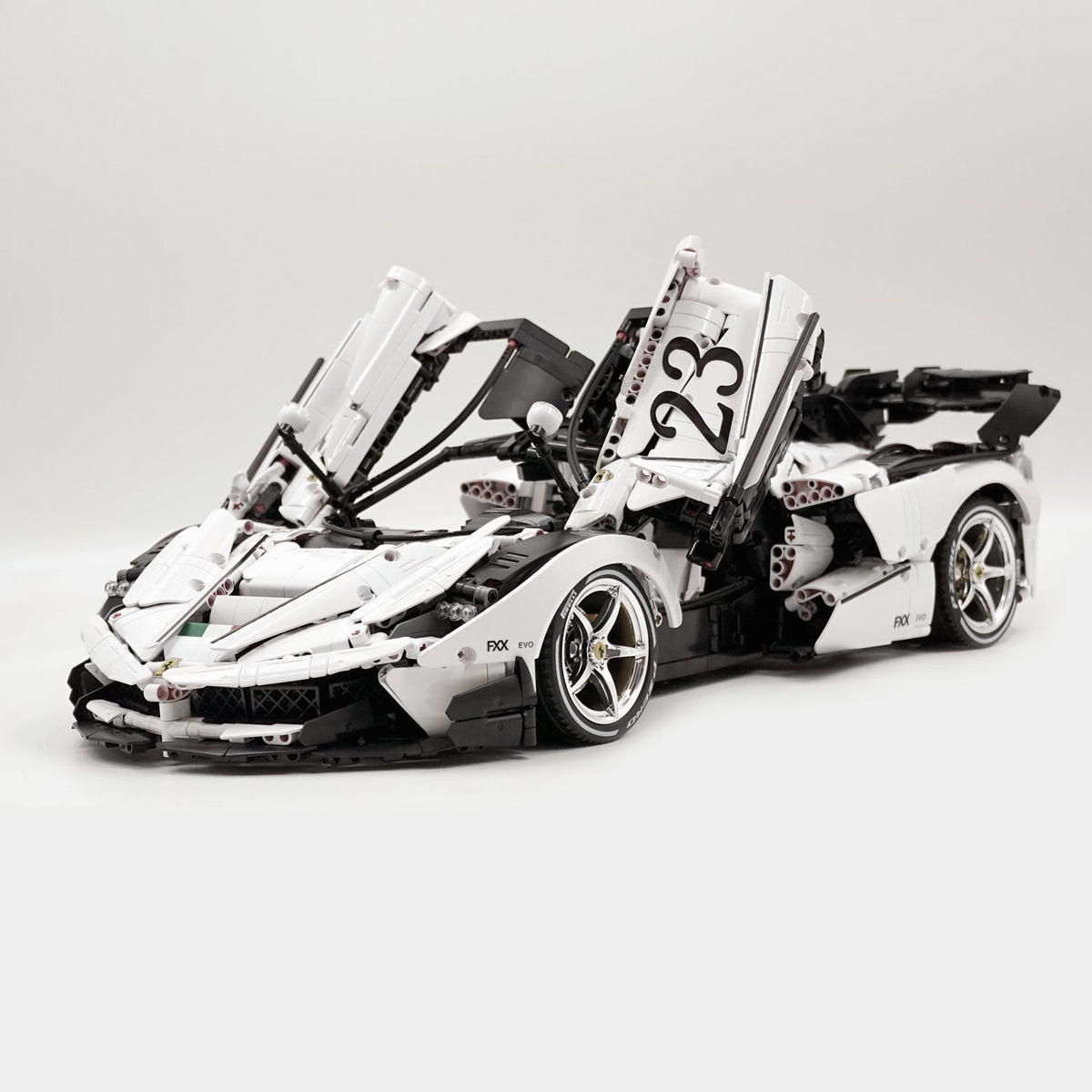 Trilumity LaFerrari FXXK EVO Custom Modified, Rare Pearl White Enamel Paint Building Block Set, 1:8 Scale, 4,739-Piece