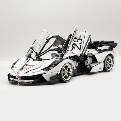 Trilumity LaFerrari FXXK EVO Custom Modified, Rare Pearl White Enamel Paint Building Block Set, 1:8 Scale, 4,739-Piece
