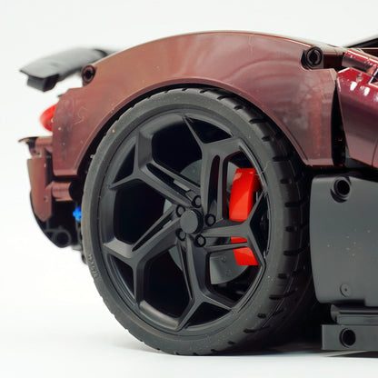 Trilumity Motorized Building Block Set: 1:8 The Ultimate British Woking Hypercar | Black & Red Chameleon Paint Edition | Shipped in Original Gift Box