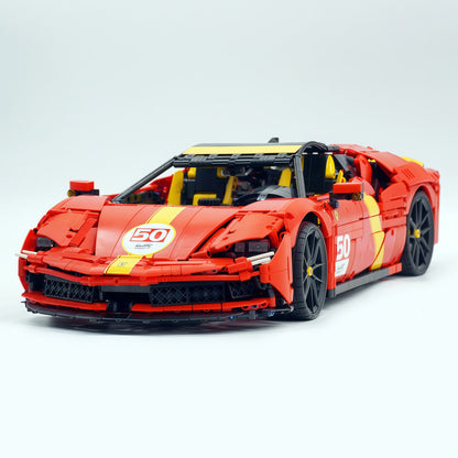 Trilumity Building Block Set: 1:8 Ferrari Sf90 Hypercar | Mechanical Linkage Version (3797-Piece)