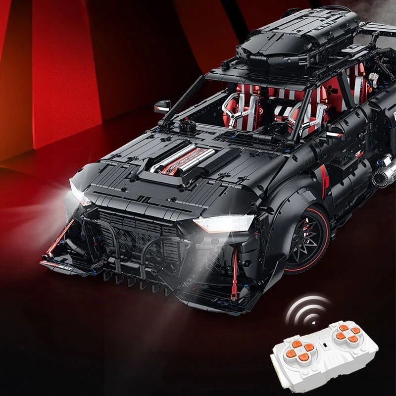 Trilumity Motorized Building Block Set: 1:8 Audi Rs6 Quattro Widebody Wagon | Matte Black Power | 4189+-Piece