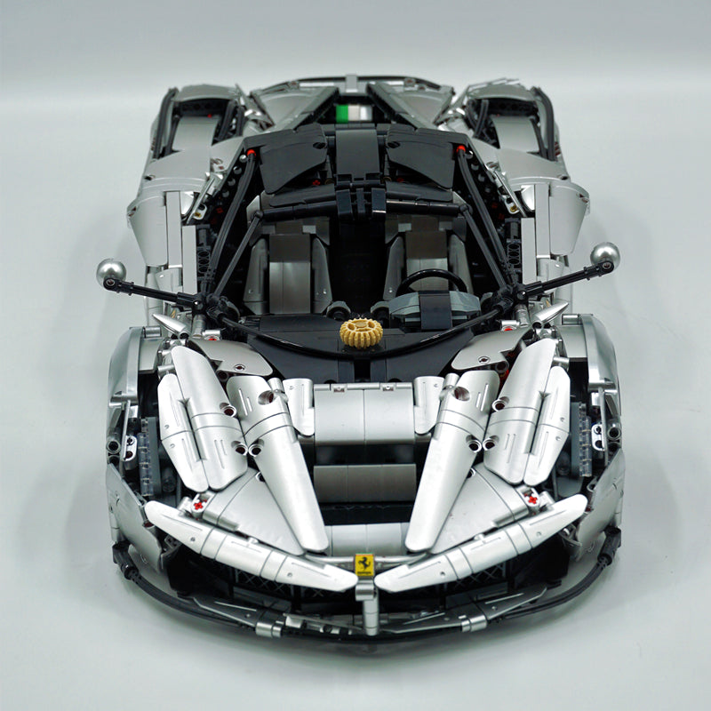 Trilumity LaFerrari C6 Sportcar, Customized Metal Silver Building Block Set, 1:8 Scale, Remote Control, 4,739-Piece