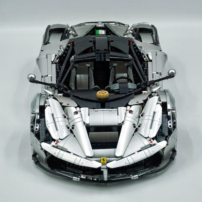 Trilumity LaFerrari C6 Sportcar, Customized Metal Silver Building Block Set, 1:8 Scale, Remote Control, 4,739-Piece