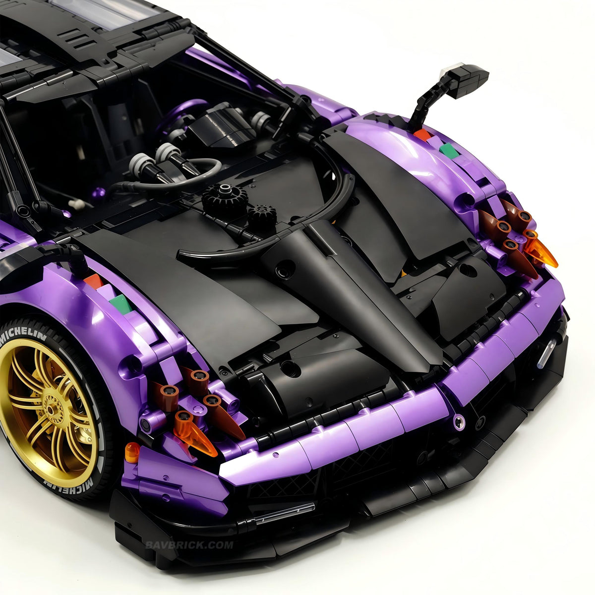 Trilumity Building Block Set: 1: 8 Pagani Huayra Bc Violet Paint finish Customized Ultimate Edition (4708-Piece)