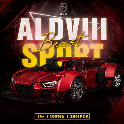 Trilumity Building Block Set: Audi R8 Red Beast, Large Rear Wing (2641-Piece)