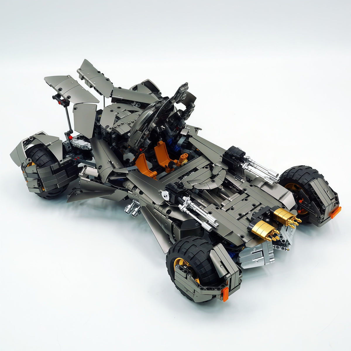 Trilumity Motorized Building Block Set: 1:8 Superhero Batman Car Set | Gun Gray Metallic Edition (2851-Piece)