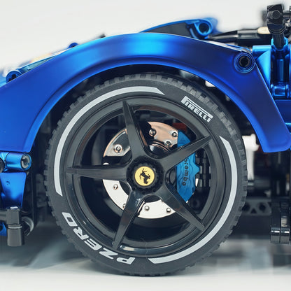 Trilumity Motorized Building Block Set: 1:8 The Ultimate Italian Hybrid Hypercar Evo | Matte Sapphire Blue Custom Edition (4058Piece)