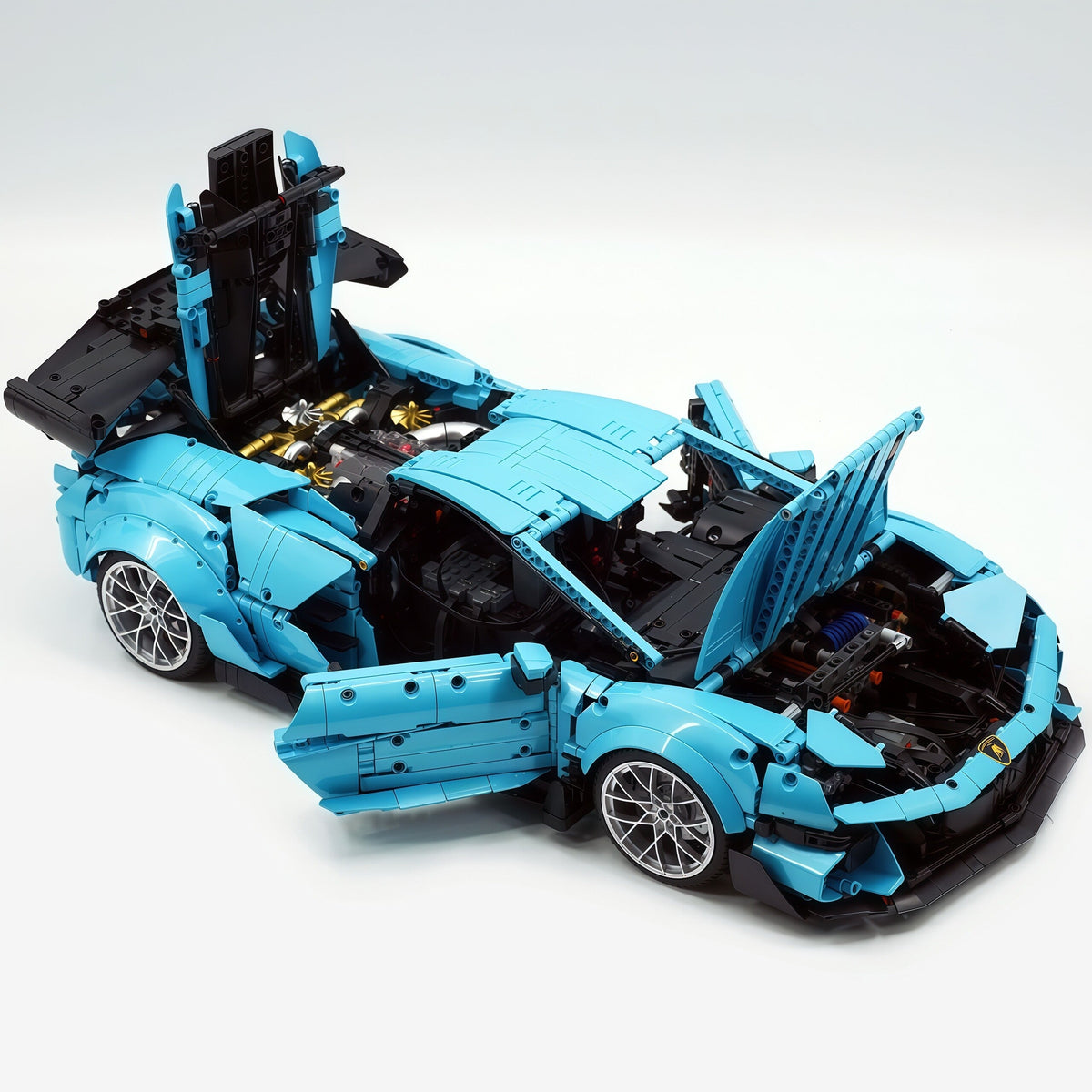Trilumity Building Block Set: 1:8 Italian Bull | Full-Function RC Sant'Agata Supercar | Uv Sky Blue Custom Edition (3601-Piece)