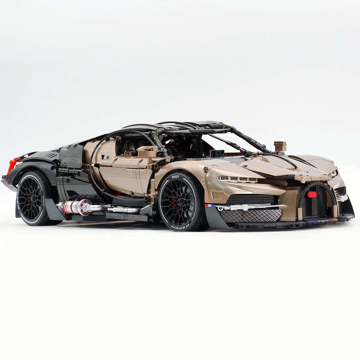 Trilumity Motorized Building Block Set: 1:8 French Hybrid V16 Hypercar | Combination of Bronze and Pearl Black | Ultimate Collector's Item