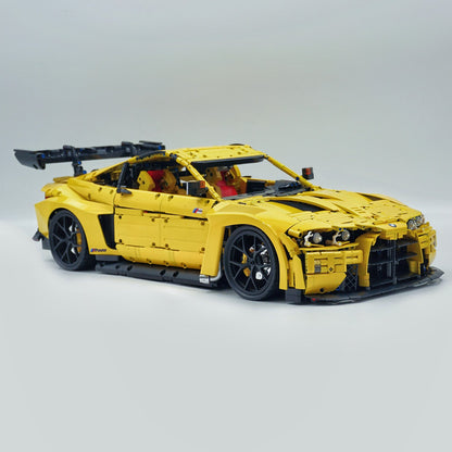 Trilumity Building Block Set: 1: 8 BMW M4 GT3 Building Set, Fully Detailed Simulation, Baked Enamel Yellow Custom Edition (4556Piece)